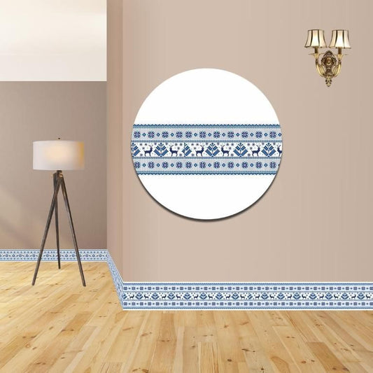Peel and Stick Wallpaper Border - Blue Inlay Marble Stone Pattern