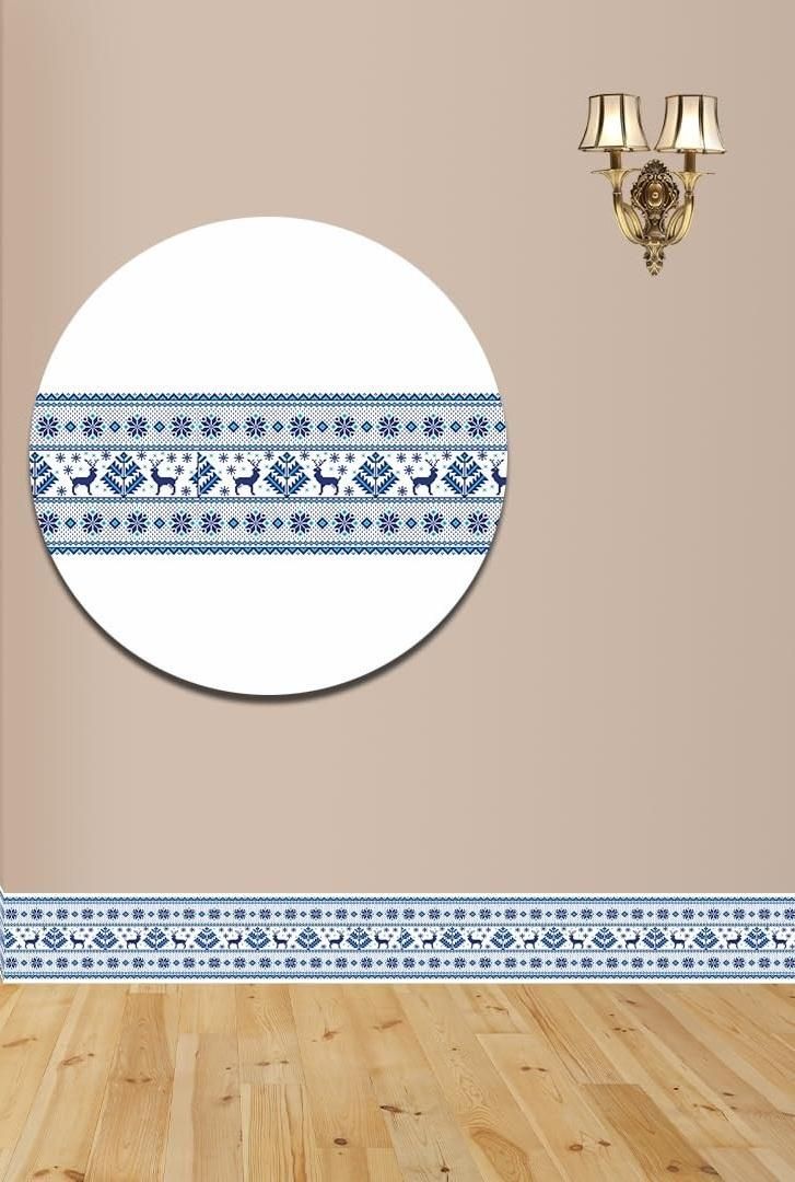 Peel and Stick Wallpaper Border - Blue Inlay Marble Stone Pattern